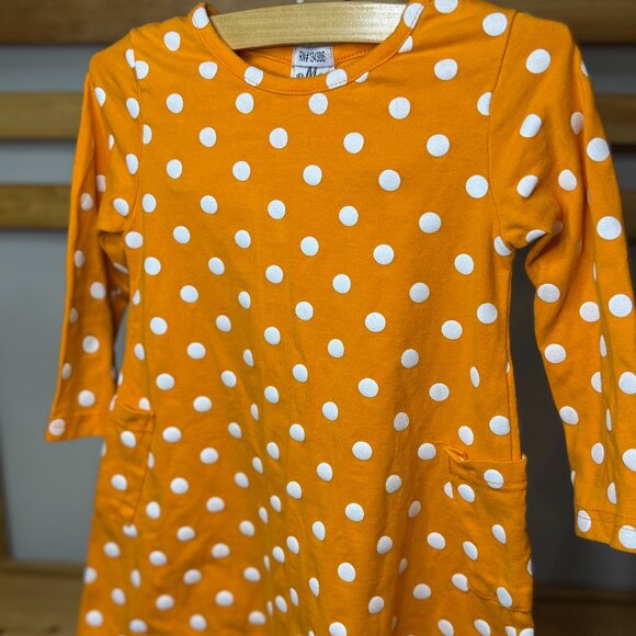 BMG Fall Swing Girls' Orange Polka Dot Pocket Dress – Size Small - Picture 1 of 7